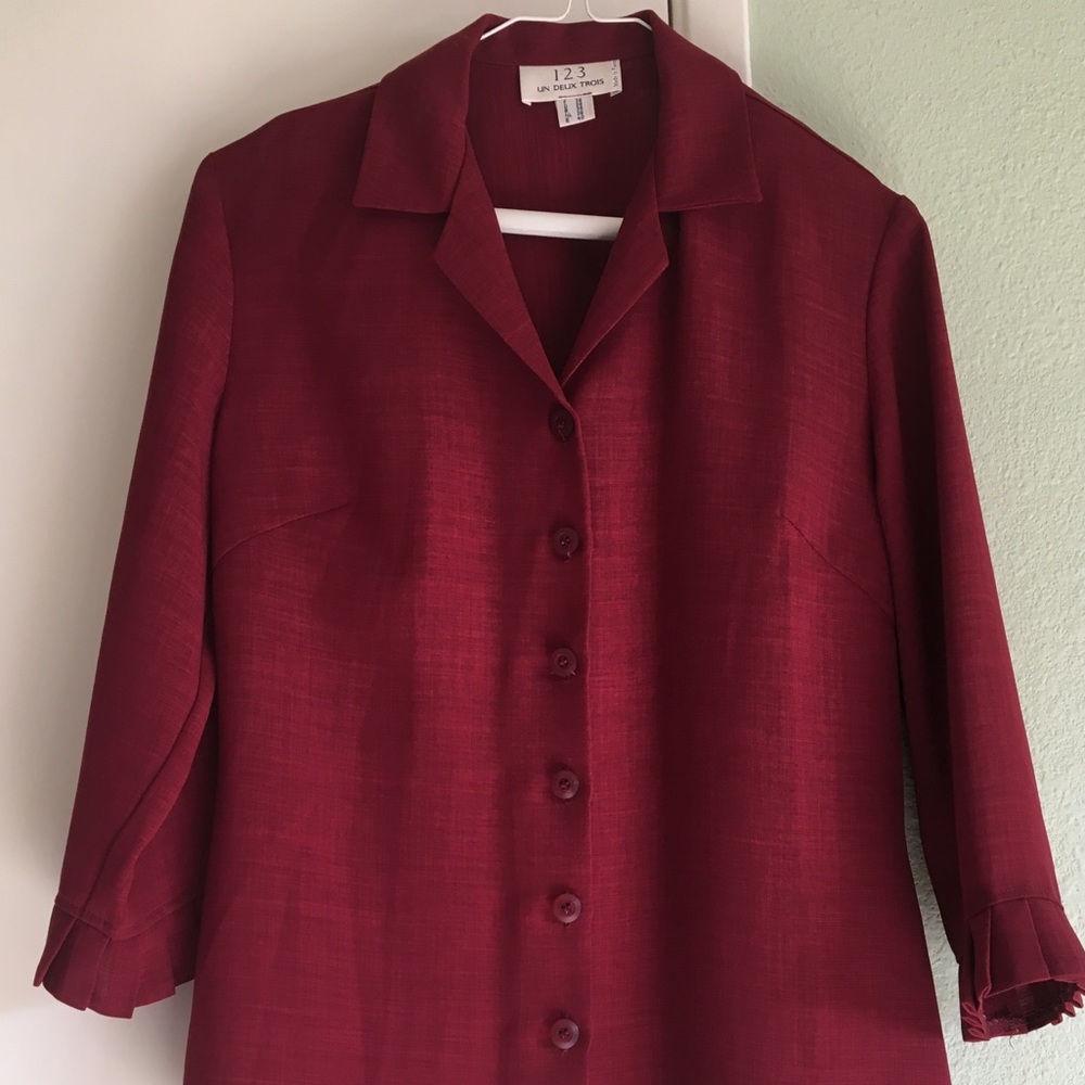 French made dark red button down shirt.